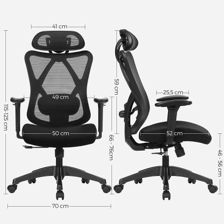 Scaun De Birou Ergonomic Din Plasa, Negru-01