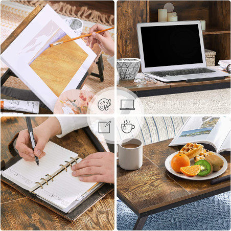 Suport Laptop Sau Tava De Servire, Cu Sertar, Maro Inchis Rustic-01