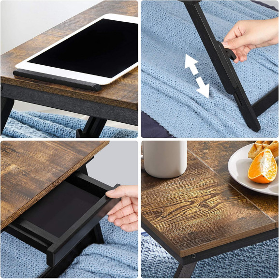 Suport Laptop Sau Tava De Servire, Cu Sertar, Maro Inchis Rustic