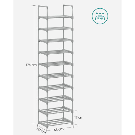 Organizator Metalic Pentru Depozitare Pantofi, Gri, 45 Cm-01