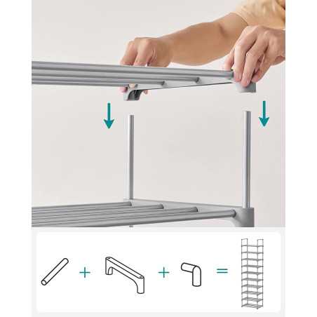 Organizator Metalic Pentru Depozitare Pantofi, Gri, 45 Cm-01