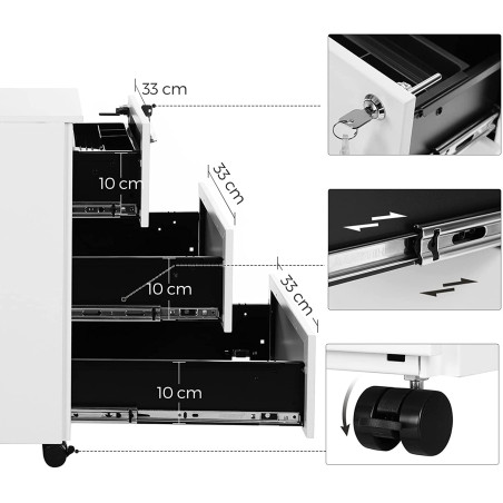 Dulap De Arhivare Mobil Cu 3 Sertare, 39 Cm-01