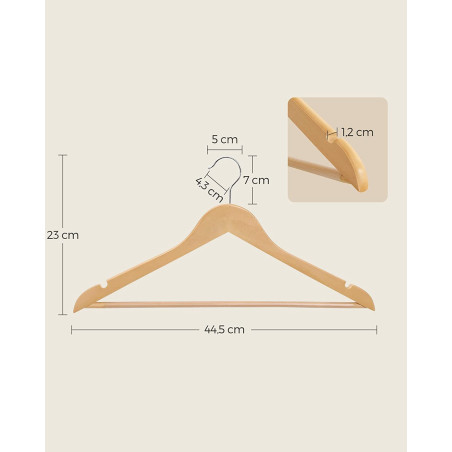 Set De 10 Umerase Din Lemn, Natur, 44.5 Cm-01