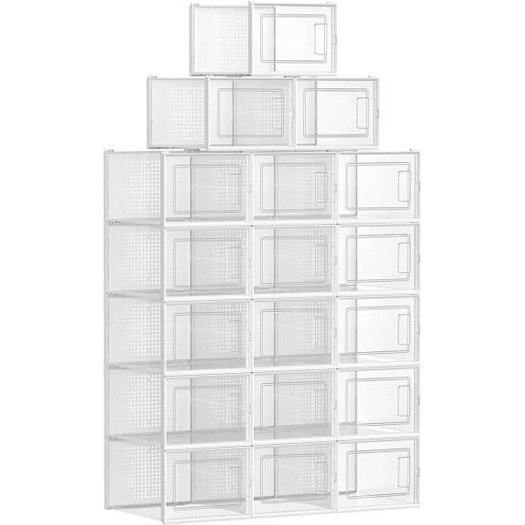 Cutii De Pantofi, Pliabile, Transparent Si Alb, 25 Cm
