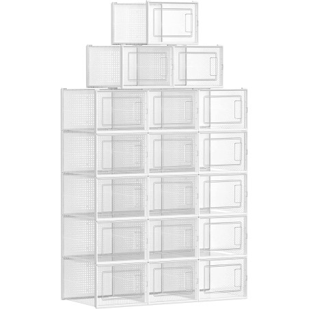 Cutii De Pantofi, Pliabile, Transparent Si Alb, 25 Cm-01