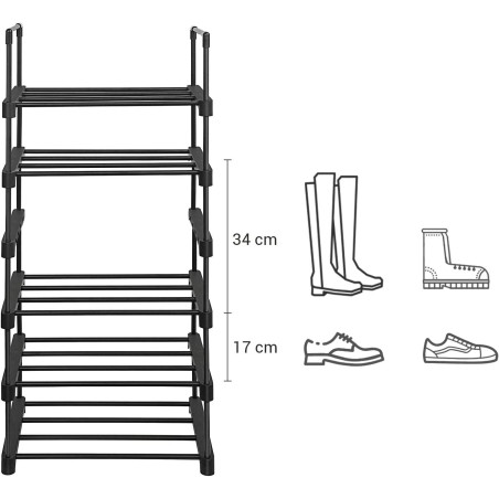 Suport Pentru Incaltaminte Cu 6 Niveluri, Negru, 45 Cm-01