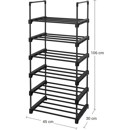 Suport Pentru Incaltaminte Cu 6 Niveluri, Negru, 45 Cm-01