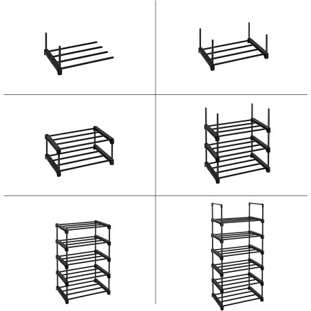 Suport Pentru Incaltaminte Cu 6 Niveluri, Negru, 45 Cm-01