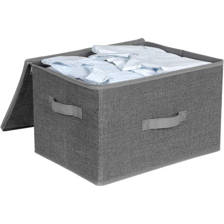 Cutii De Depozitare Cu Capace, Pliabile Cu Manere, Gri, 40 Cm-01