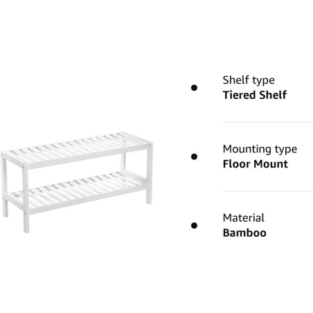 Raft Din Bambus Pentru Pantofi, Cu 2 Niveluri, Alb, 70 Cm-01