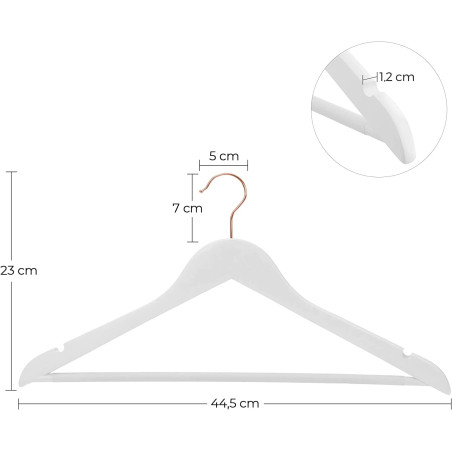 Set De 20 De Umerase Din Lemn Masiv, Alb Si Auriu Roz, 44.5 Cm-01