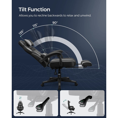 Scaun De Birou Ergonomic Reglabil, Cu Suport Telescopic, Tetiera, Suport Lombar, Negru Si Gri-01