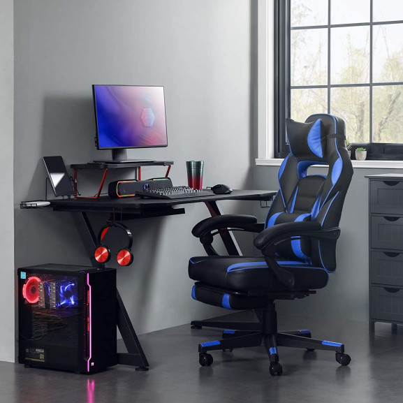 Poze Scaun De Birou Ergonomic Reglabil, Negru Si Albastru