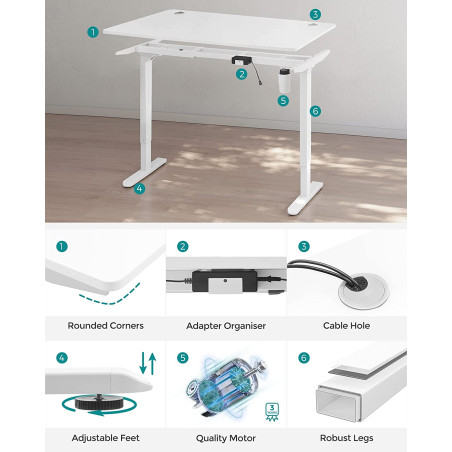 Birou Electric, Reglabil Pe Inaltime, Alb, 120 X 60 Cm-01