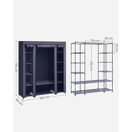 Dulap Portabil Pentru Dormitor, Bleumarin, 150 Cm-01