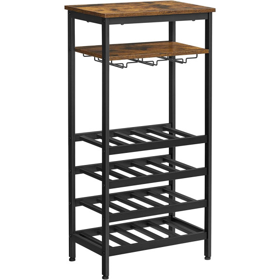 Suport Pentru Sticle, Maro Rustic Si Negru, 50 Cm