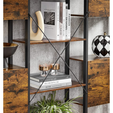 Biblioteca, Maro Rustic Si Negru, 158 Cm-01