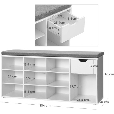 Banca De Pantofi, Alb, 104 Cm-01