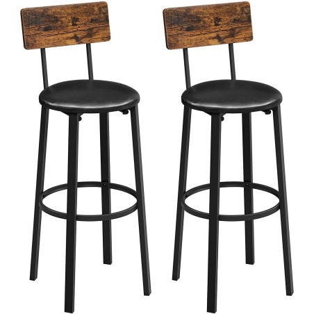 Set 2 Scaune De Bar Cu Suport Pentru Picioare, Maro Rustic Si Negru, 39 X 100 X 39 Cm-01