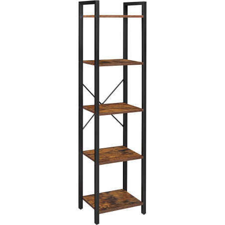 Raft De Depozitare Cu 5 Polite, Maro Rustic Si Negru, 39.6 Cm-01
