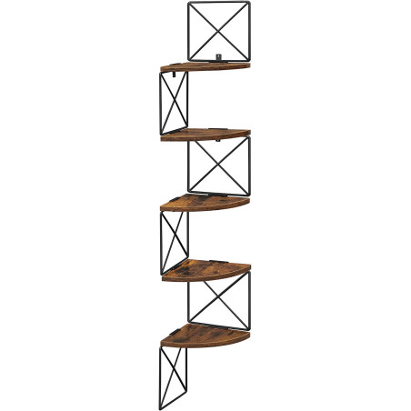 Raft De Colt Cu 5 Niveluri, Maro Rustic Si Negru-01