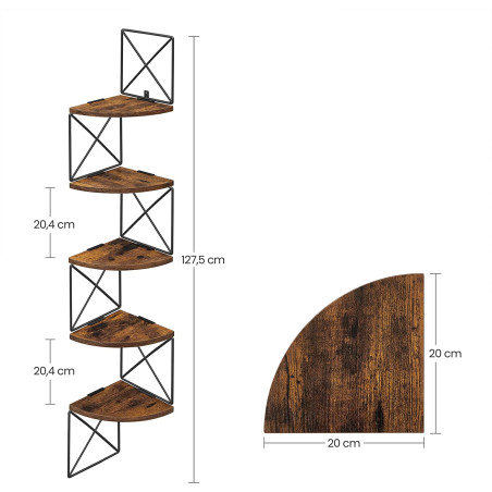 Raft De Colt Cu 5 Niveluri, Maro Rustic Si Negru-01