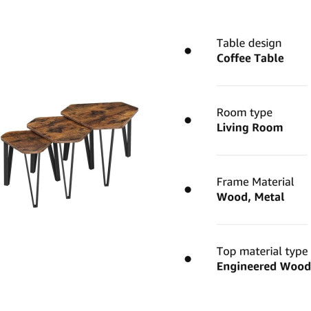 Set De 3 Masute De Cafea, Maro Rustic Si Negru-01