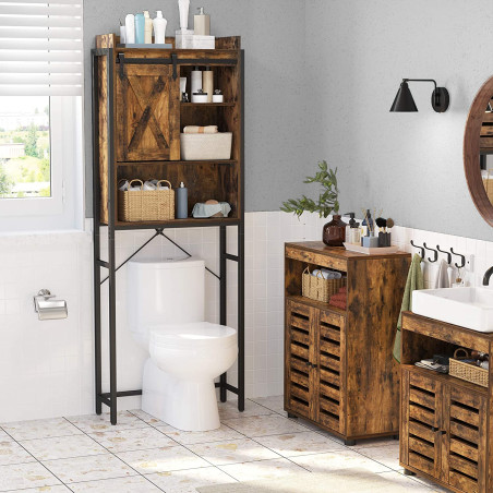 Raft De Baie Cu Dulap, Maro Vintage Si Negru, 64 Cm-01