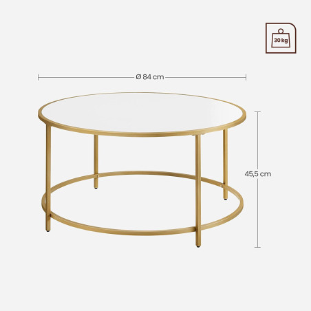 Masuta De Cafea Rotunda, Alb Auriu, 84 Cm-01