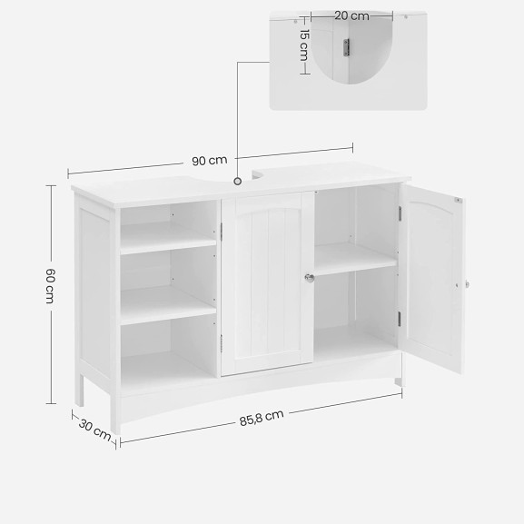 Dulap De Baie Cu 2 Usi, Alb, 90 Cm