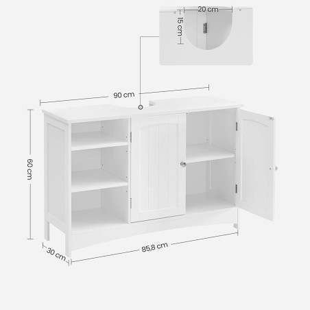 Dulap De Baie Cu 2 Usi, Alb, 90 Cm-01