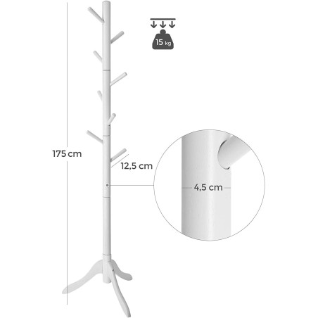 Cuier Haine Din Lemn Masiv, Alb, 57 X 175 Cm-01