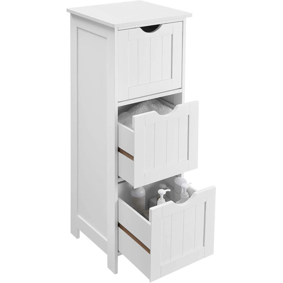Dulap De Depozitare Baie Cu 3 Sertare, Alb Mat, 32 Cm