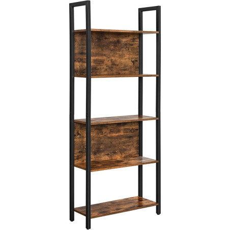 Biblioteca Cu 5 Rafturi, Maro Rustic Si Negru, 62 Cm-01