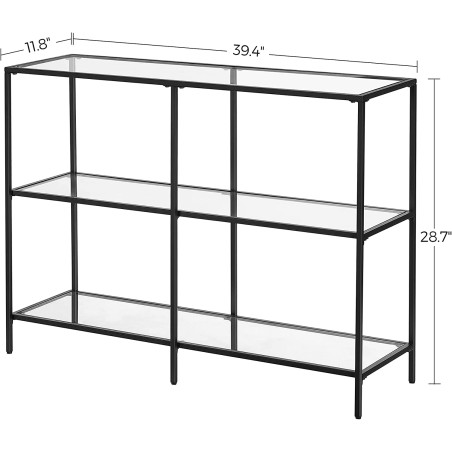 Consola Cu 3 Etaje, Cadru Metalic, Negru, 100 X 30 Cm-01