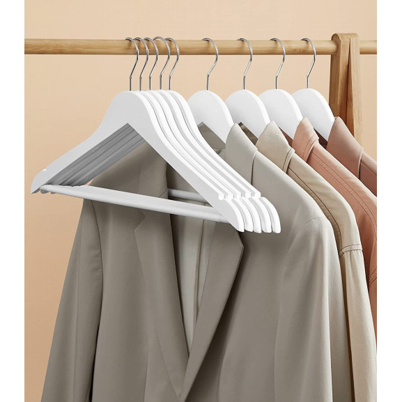 Poze Set De 50 Umerase Din Lemn, Alb, 44.5 Cm