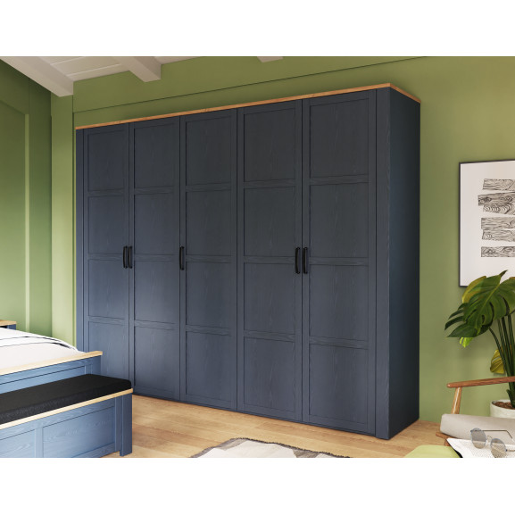 Poze Dulap Boho Cu 5 Usi, Stejar Riviera Si Stejar Bleumarin, 265.6 Cm