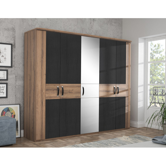 Poze Dulap Delice Stejar Pamantiu Si Stejar Negru, 250 Cm