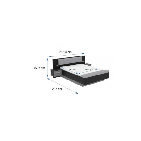 Pat Cu 2 Noptiere Dormitor Delice , Dimensiune Saltea 160 X 200 Cm-01