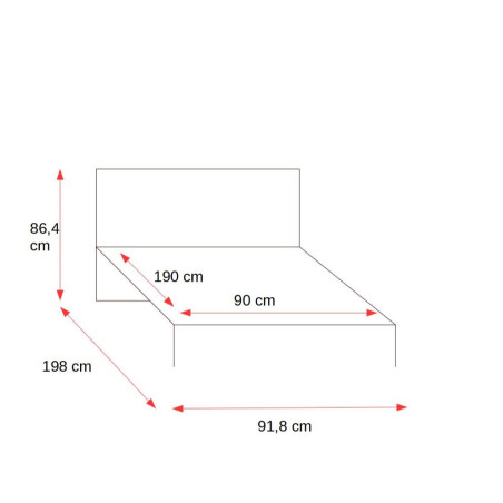 Cadru De Pat Metalic, De O Persoană, Negru, Dimensiune Saltea 90 x 190 Cm-01