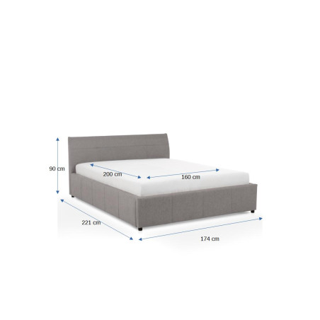 Pat Tapitat Cu Somiera Rabatabila Cecile, Antracite, Dimensiune Saltea 160 X 200 Cm-01