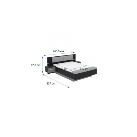 Pat Cu 2 Noptiere Dormitor Delice, Dimensiune Saltea 140 X 190 Cm-01