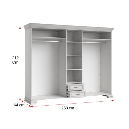 Dulap Cu 5 Usi si 2 sertare Venice, 258 Cm-01