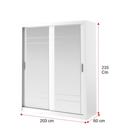 Dulap Martin Cu 2 Usi Cu Oglinzi, Alb, 203 Cm-01