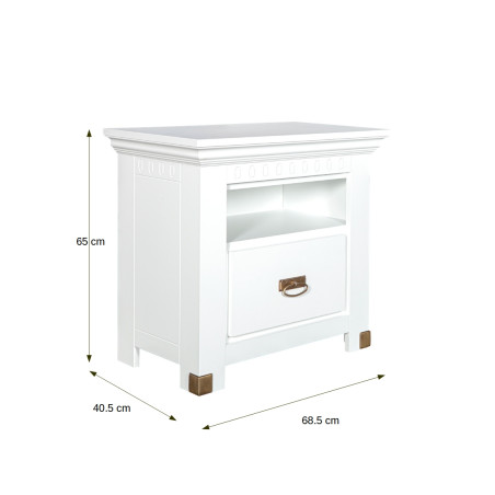 Noptiera Saint Tropez, 1 Sertar, Alb, 68.5 Cm-01