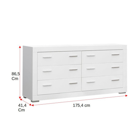 Comoda Snow, Alb Mat, Front Mdf, 175.4 Cm-01