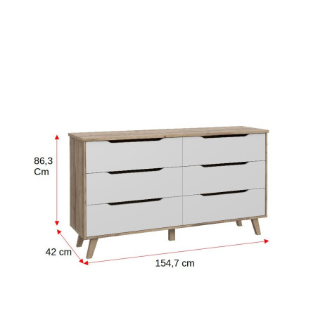 Comoda Vankka, Stejar Pardosit Si Alb, 154.7 x 86.3 x 42 Cm-01