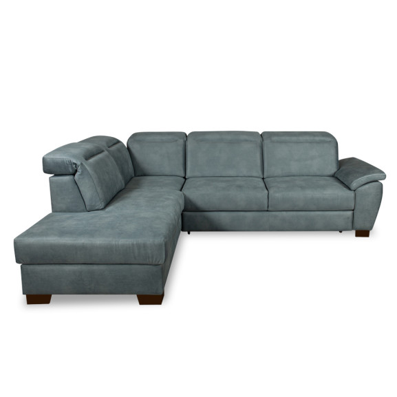 Coltar Extensibil Cu Otoman Stanga Dax 2.5 Locuri Lada Depozitare Albastru 296 Cm