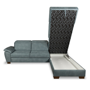 Coltar Extensibil Cu Otoman Dreapta Dax, 5 Locuri, Lada Depozitare, Albastru, 296 Cm