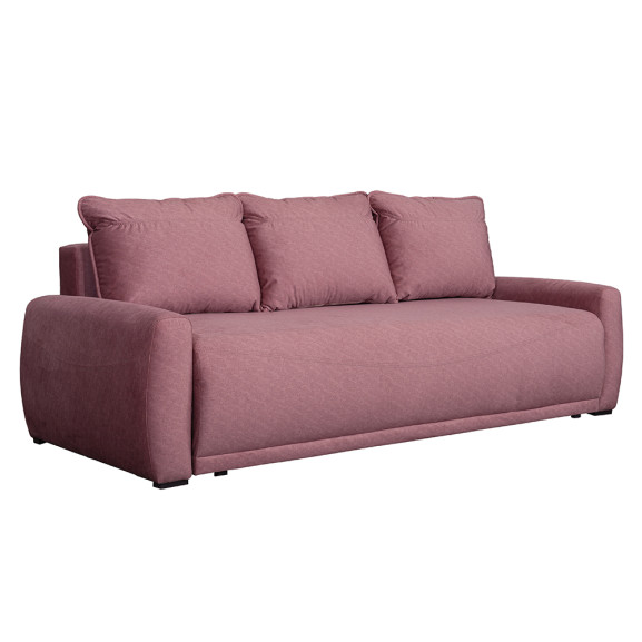 Canapea extensibila lea, 3 locuri, lada depozitare, roz, 225 cm